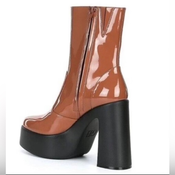 Brown Mid Boots GB Levi-Tate Patent Platform - Picture 1 of 5